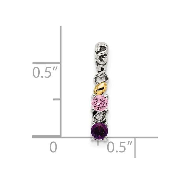 Necklaces Goldia Sterling Silver u0026 14k Twostone and Diamond Mothers Pendant