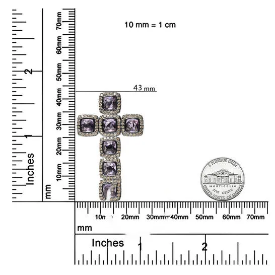 Necklaces JMS always Original Black Rhodium Plated 18K Rose Gold 1 12 Cttw Brown Pave Diamonds Cushion Cut Rose De France Amethyst Halo Cross 18 Necklace