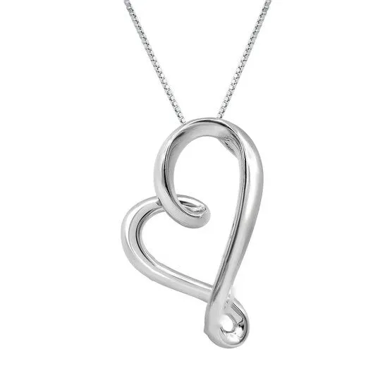 Necklaces JMS always Original Diamond Muse Sterling Silver Tilted Heart Necklace for Women