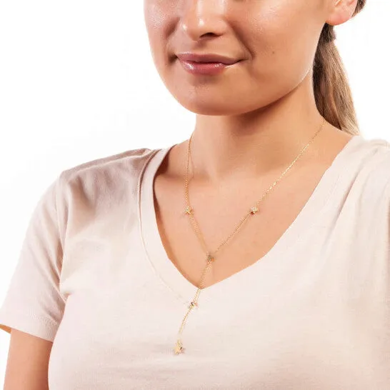 Necklaces JMS always Original Elegant Confetti Womens 18K Yellow Gold Plated CZ Simulated Diamond Star Drop Necklace