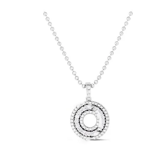 Necklaces JMS always Original Roberto Coin 18K White Gold Siena Medium Diamond Circle Necklace 111474Awchx0