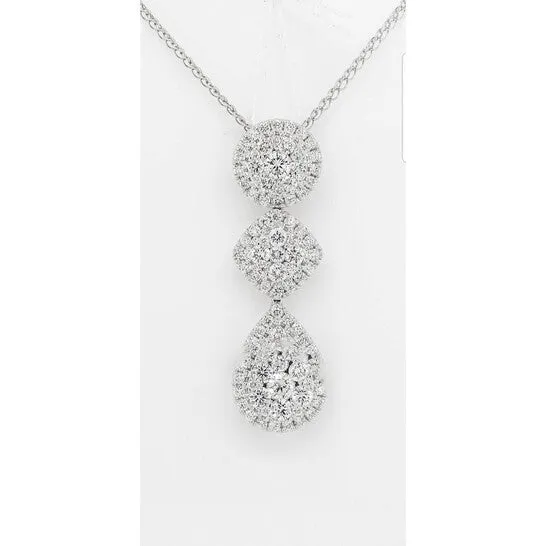 Necklaces JMS always Original Tresorra 18K White Gold Three Shapes Drop Diamond Pendant Necklace