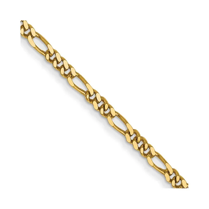 Necklaces MDS 14K Yellow Gold 24 inch 125mm Flat Figaro with Spring Pendant Ring Pendant Chain Necklace