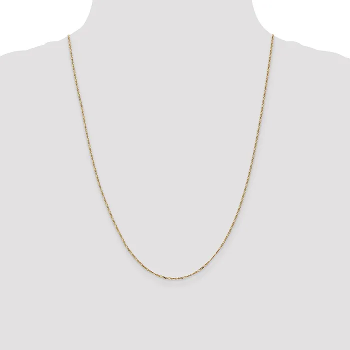 Necklaces MDS 14K Yellow Gold 24 inch 125mm Flat Figaro with Spring Pendant Ring Pendant Chain Necklace
