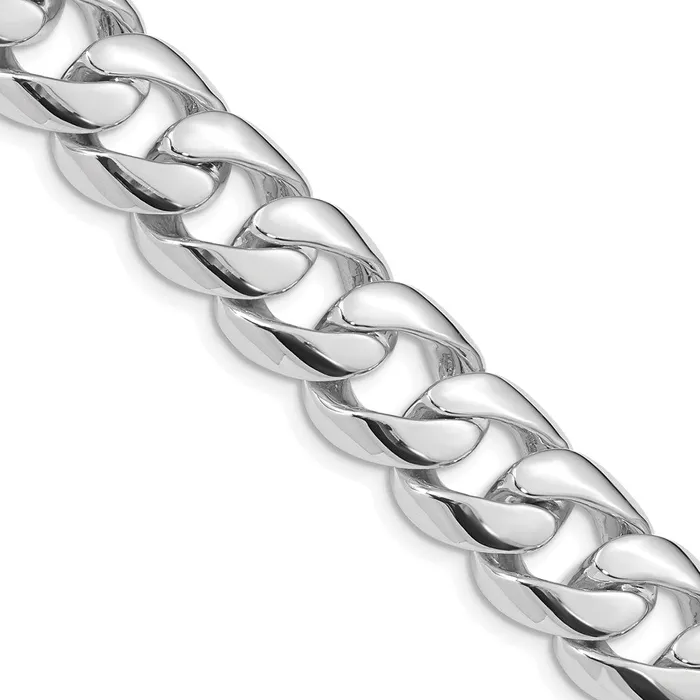 Necklaces MDS Solid 14K White Gold 22 inch 134mm Hand Polished Rounded Curb Link with Box Catch Clasp Chain Necklace