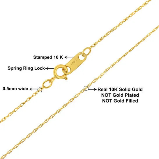Necklaces Original Haus of Brilliance Solid 10k Yellow Gold 05MM Rope Chain Necklace Unisex Chain Size 16 Inches JMS always
