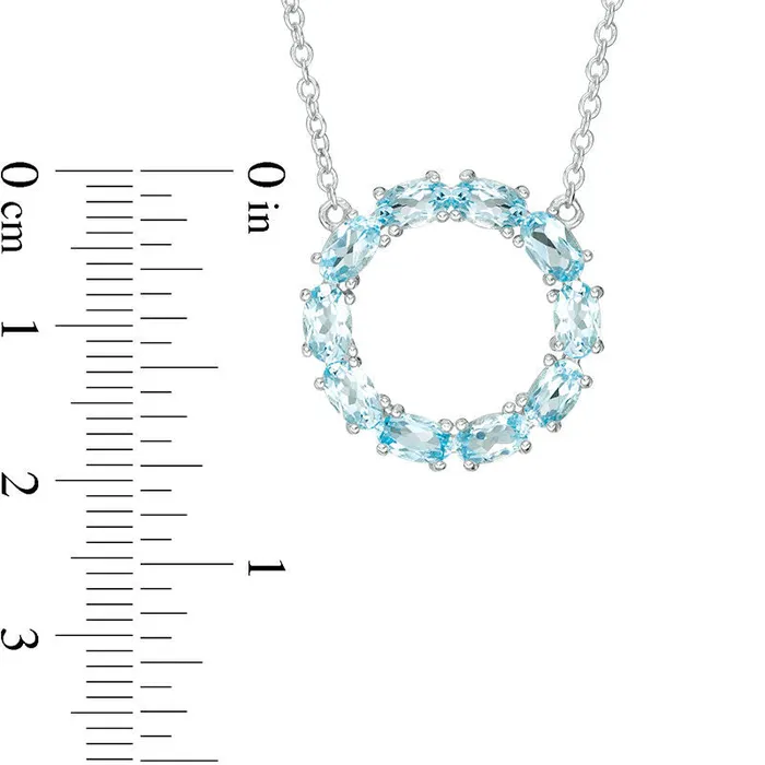Necklaces Oval Blue Topaz Circle Necklace in Sterling Silver Goldia