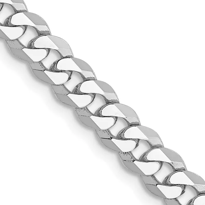 Necklaces Solid 14K White Gold 22 inch 475mm Flat Beveled Curb with Lobster Clasp Chain Necklace MDS