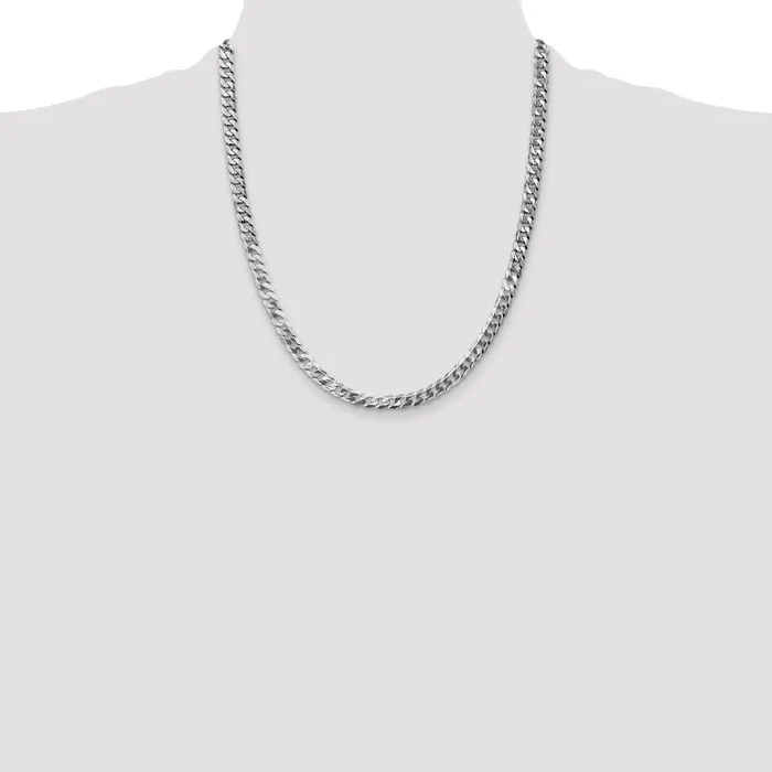Necklaces Solid 14K White Gold 22 inch 475mm Flat Beveled Curb with Lobster Clasp Chain Necklace MDS