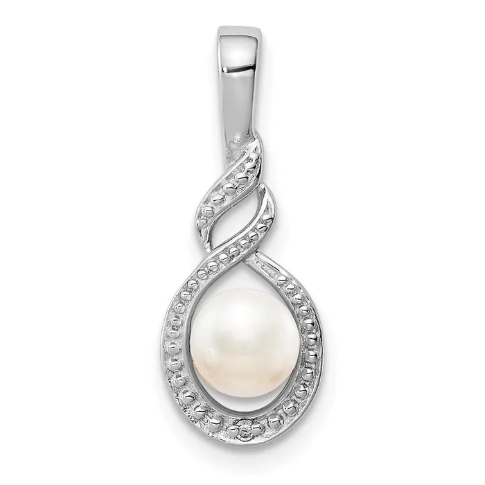 Necklaces Sterling Silver Rhodiumplated FW Cultured Pearl u0026 Diamond Pendant Goldia
