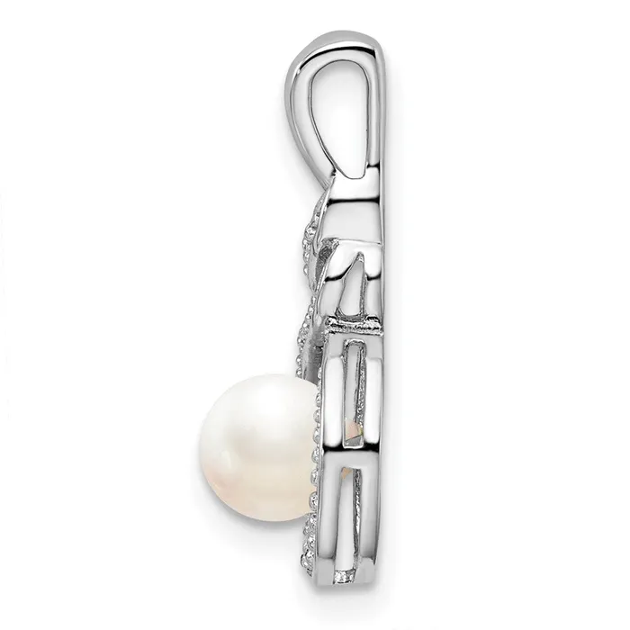 Necklaces Sterling Silver Rhodiumplated FW Cultured Pearl u0026 Diamond Pendant Goldia