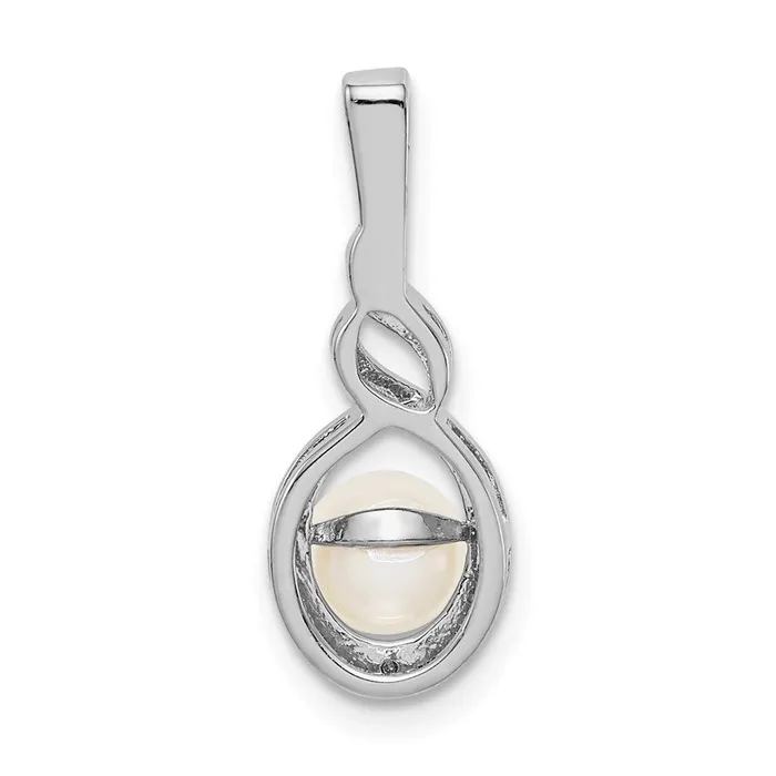 Necklaces Sterling Silver Rhodiumplated FW Cultured Pearl u0026 Diamond Pendant Goldia