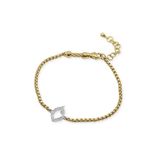 Original ALOR Yellow Chain Bracelet with 14kt White Gold Open Marquise Station Diamonds JMS always Bracelets