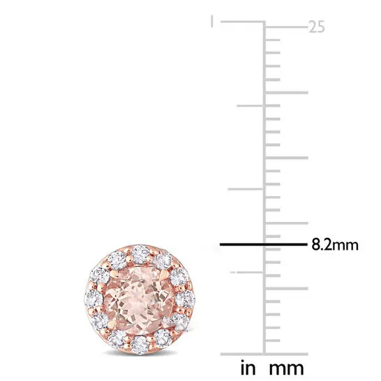 Original AMOUR 1 34 CT TGW Morganite and White Topaz Stud Earrings In 14K Rose Gold JMS always Earrings