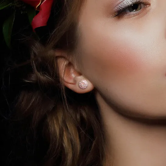Original AMOUR 1 34 CT TGW Morganite and White Topaz Stud Earrings In 14K Rose Gold JMS always Earrings