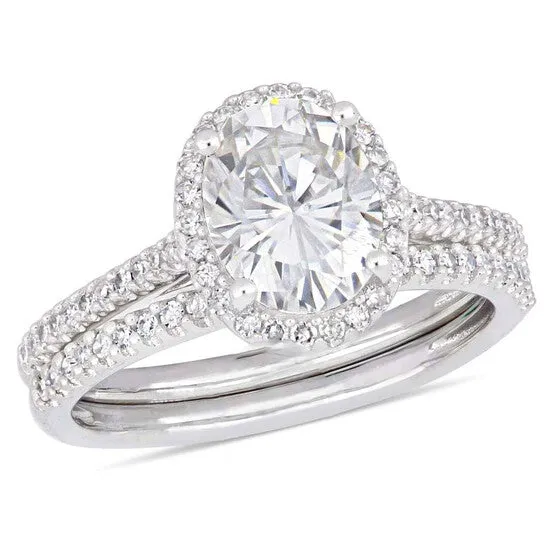 Original Amour 13 CT DIAMOND TW AND 2 CT TGW Created MOISSANITEWHITE BRIDAL RING SET 14K WHITE GOLD JMS005324 JMS always Rings