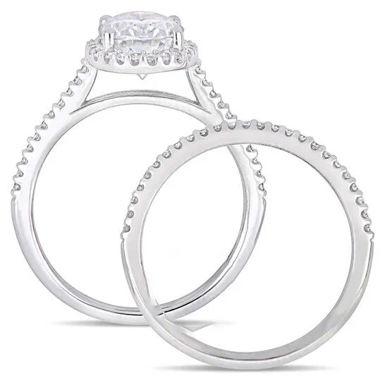 Original Amour 13 CT DIAMOND TW AND 2 CT TGW Created MOISSANITEWHITE BRIDAL RING SET 14K WHITE GOLD JMS005324 JMS always Rings