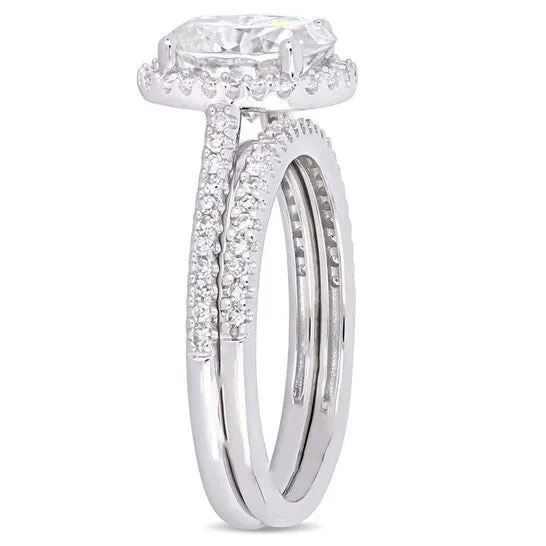 Original Amour 13 CT DIAMOND TW AND 2 CT TGW Created MOISSANITEWHITE BRIDAL RING SET 14K WHITE GOLD JMS005324 JMS always Rings