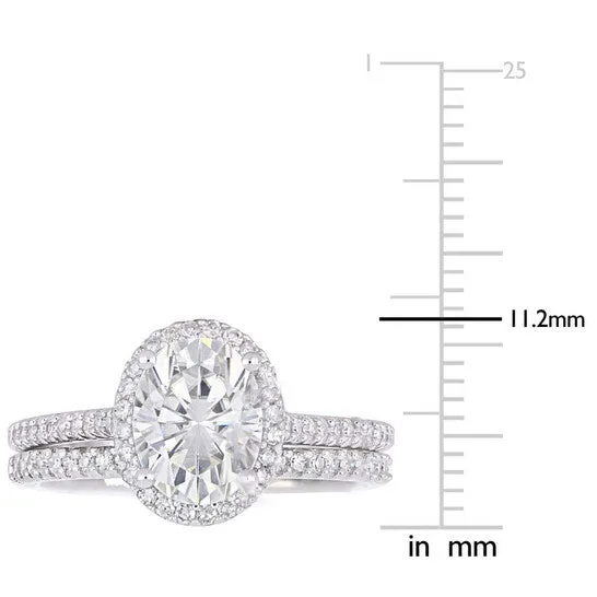 Original Amour 13 CT DIAMOND TW AND 2 CT TGW Created MOISSANITEWHITE BRIDAL RING SET 14K WHITE GOLD JMS005324 JMS always Rings