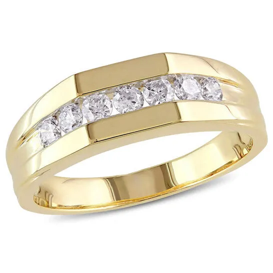 Original Amour 10k Yellow Gold 12 CT TDW Diamond Mens Wedding Band Ring JMS always Rings