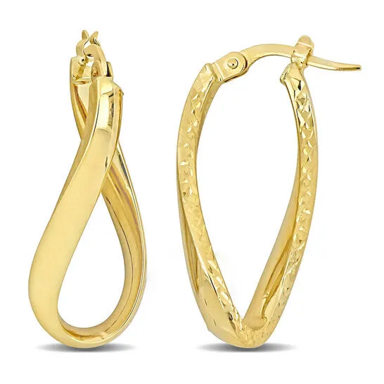 Original AMOUR 28mm Oval Twist Texture and Hoop Earrings In 14K Yellow Gold JMS always Earrings