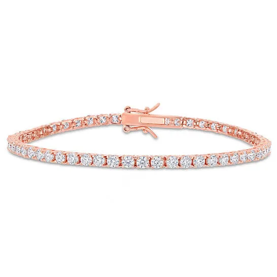 Original AMOUR 5 110 CT DEW Created Moissanite Tennis Bracelet In Rose Gold Plated Sterling Silver JMS always Bracelets
