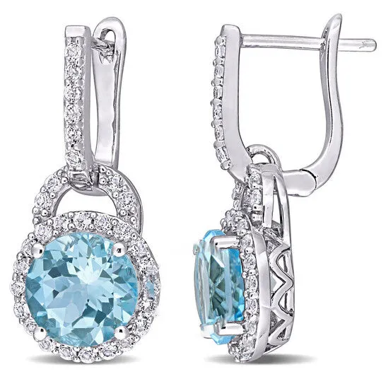 Original AMOUR 5 58 CT TGW White Topaz and Skyblue Topaz Earrings In Sterling Silver JMS always Earrings