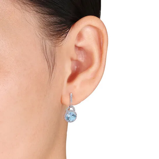 Original AMOUR 5 58 CT TGW White Topaz and Skyblue Topaz Earrings In Sterling Silver JMS always Earrings