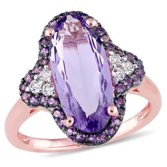 Original Amour 6 34 CT TGW Amethyst African Amethyst White Topaz Ring in Rose Plated Sterling Silver JMS always Rings