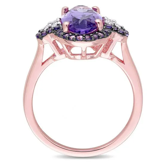 Original Amour 6 34 CT TGW Amethyst African Amethyst White Topaz Ring in Rose Plated Sterling Silver JMS always Rings