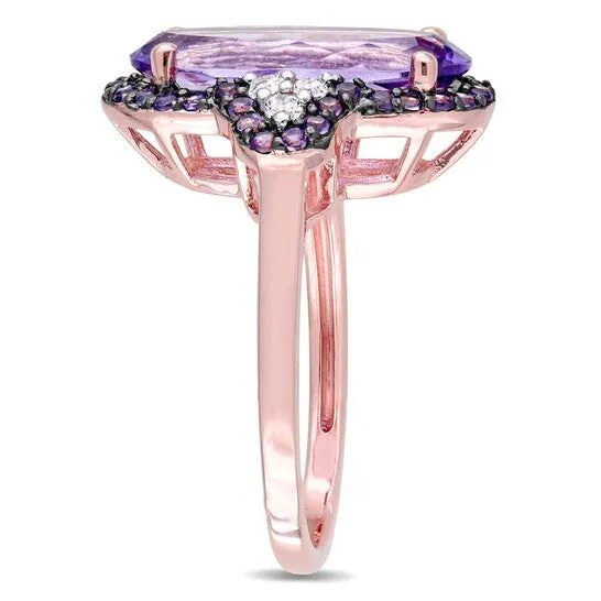 Original Amour 6 34 CT TGW Amethyst African Amethyst White Topaz Ring in Rose Plated Sterling Silver JMS always Rings