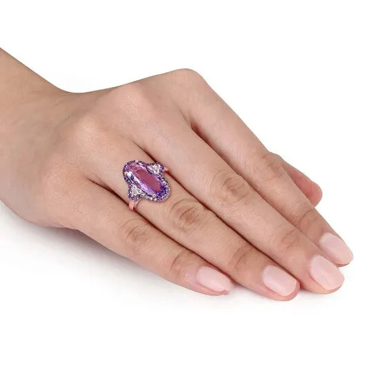 Original Amour 6 34 CT TGW Amethyst African Amethyst White Topaz Ring in Rose Plated Sterling Silver JMS always Rings