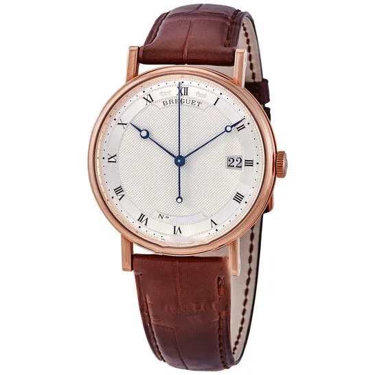 Original Breguet Classique 18kt Rose Gold Automatic Silver Dial Mens Watch 5177BR159V6 JMS always Earrings