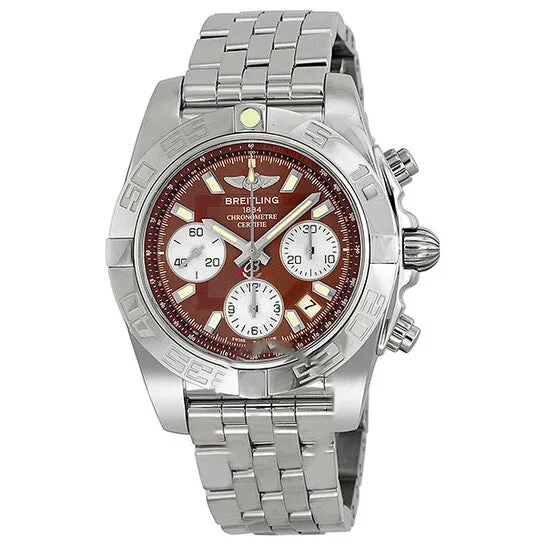 Original Breitling Chronomat 41 Brown Dial Stainless Steel Mens Watch AB014012Q583SS JMS always Bracelets