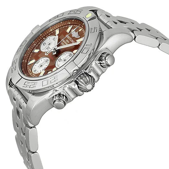Original Breitling Chronomat 41 Brown Dial Stainless Steel Mens Watch AB014012Q583SS JMS always Bracelets
