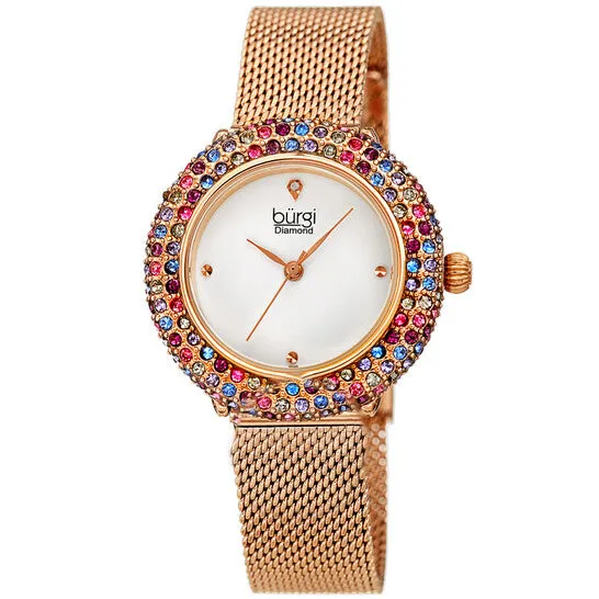 Original Burgi Quartz Diamond Silver Dial Ladies Watch BUR258RGPU JMS always Watches