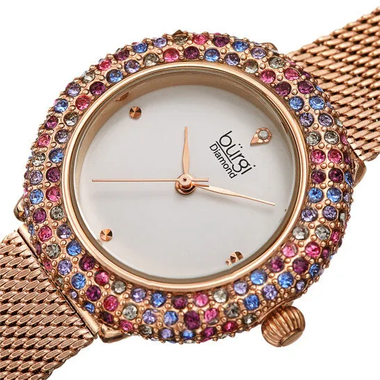 Original Burgi Quartz Diamond Silver Dial Ladies Watch BUR258RGPU JMS always Watches