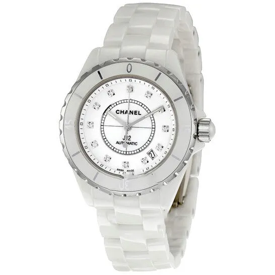 Original Chanel J12 Diamond White Ceramic Midsize Unisex Watch H1629 JMS always Watches
