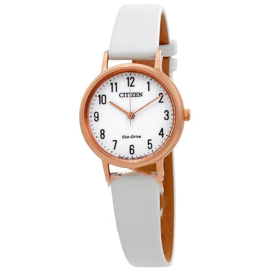Original Citizen Chandler White Dial White Leather Ladies Watch EM057302A JMS always Watches