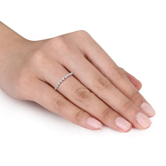 Original Created Forever 13 CT TGW Lab Created Diamond SemiEternity Ring in Platinum Plated Sterling Silver JMS always Rings