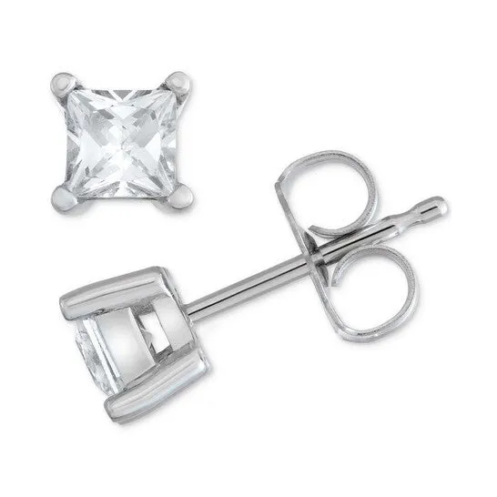 Original Diamond Muse 050 cttw 14KT White Gold Princess Cut Diamond Stud Earrings for Women JMS always Earrings