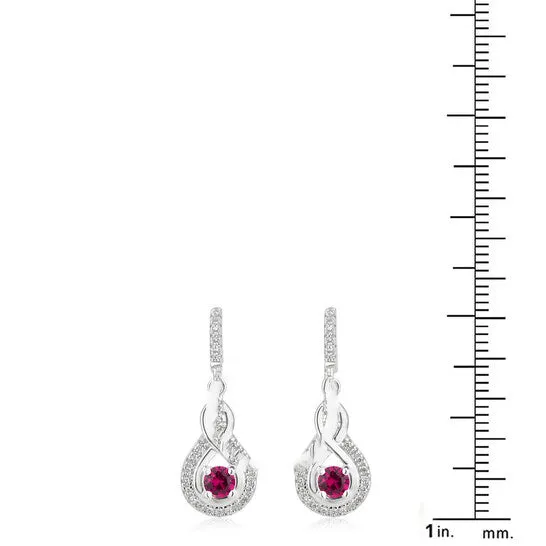 Original DiamondMuse 125 Carat TW Created Ruby and White Sapphire Halo Womens DropDangling Earring in Sterling Silver JMS always Earrings