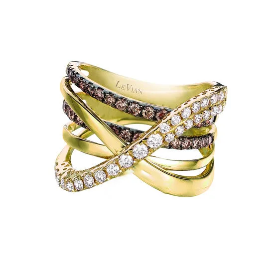 Original Grand Sample Sale Ring Vanilla Diamonds Chocolate Diamonds set in 14K Honey Gold Ring Size 7 YPNA 1 JMS always Rings