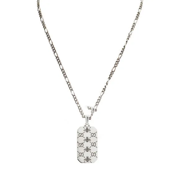 Original Gucci GG and bee engraved pendant necklace JMS always Necklaces