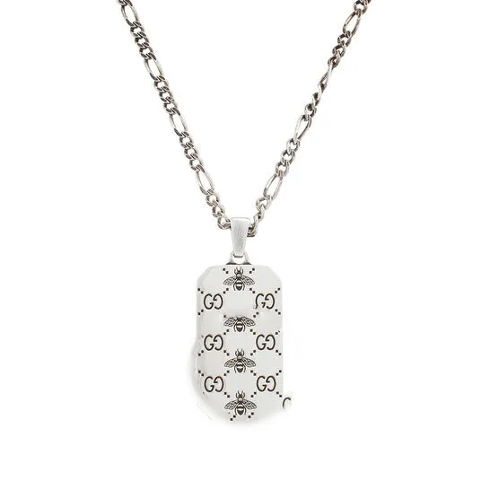 Original Gucci GG and bee engraved pendant necklace JMS always Necklaces