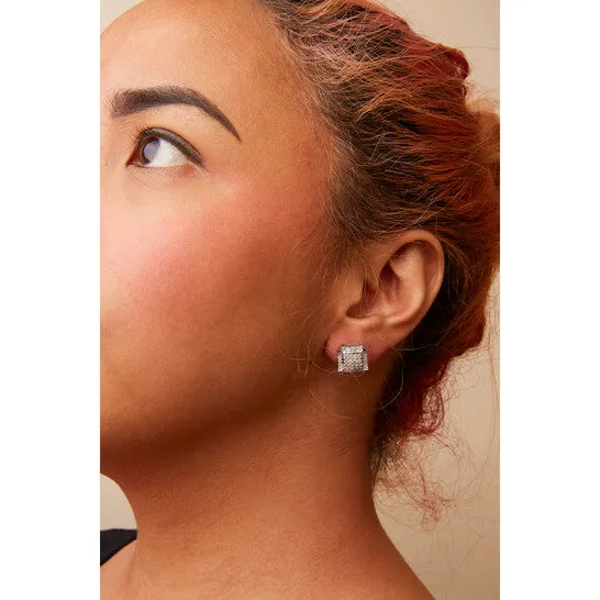 Original Haus of Brilliance 10K White Gold 1 110 Cttw Princess Diamond Composite and Halo Stud Earrings IJ Color I1I2 Clarity JMS always Earrings