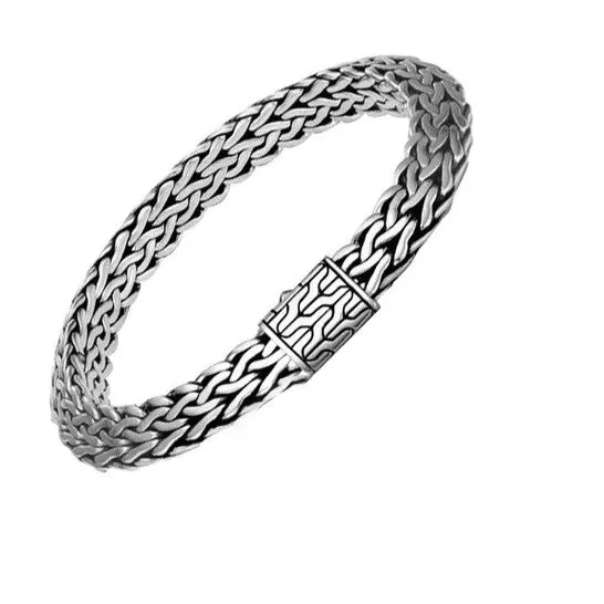 Original John Hardy Sterling Ssilver Classic Chain Tiga bracelet 95mm bracelet with pusher clasp size M BB900084XM JMS always Bracelets