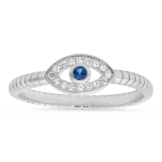 Original Kylie Harper Sterling Silver CZ Evil Eye Ring JMS always Rings