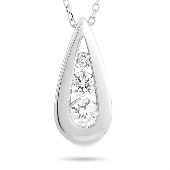 Original LB Exclusive 14K White Gold 035 ct Diamond Pendant Necklace JMS always Necklaces