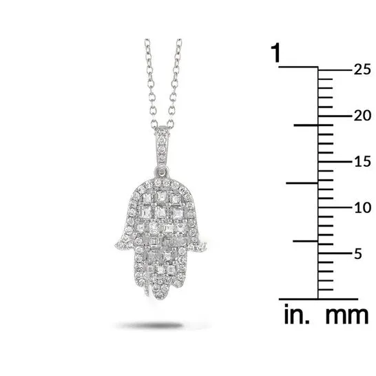 Original LB Exclusive 18K White Gold 055 ct Diamond Hamsa Necklace JMS always Necklaces